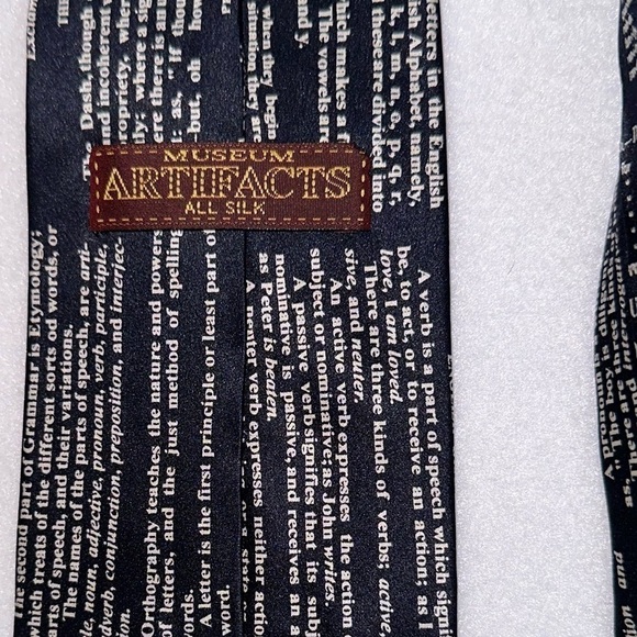 FINAL SALE Museum Artifacts Tie Silk English Reader English Grammar NWT - Picture 8 of 8